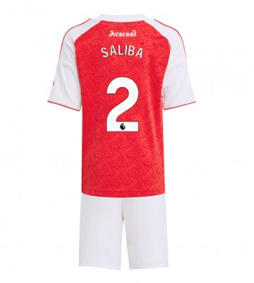 Arsenal William Saliba #2 Hemmakläder Barn 2025-26 Kortärmad (+ Korta byxor)